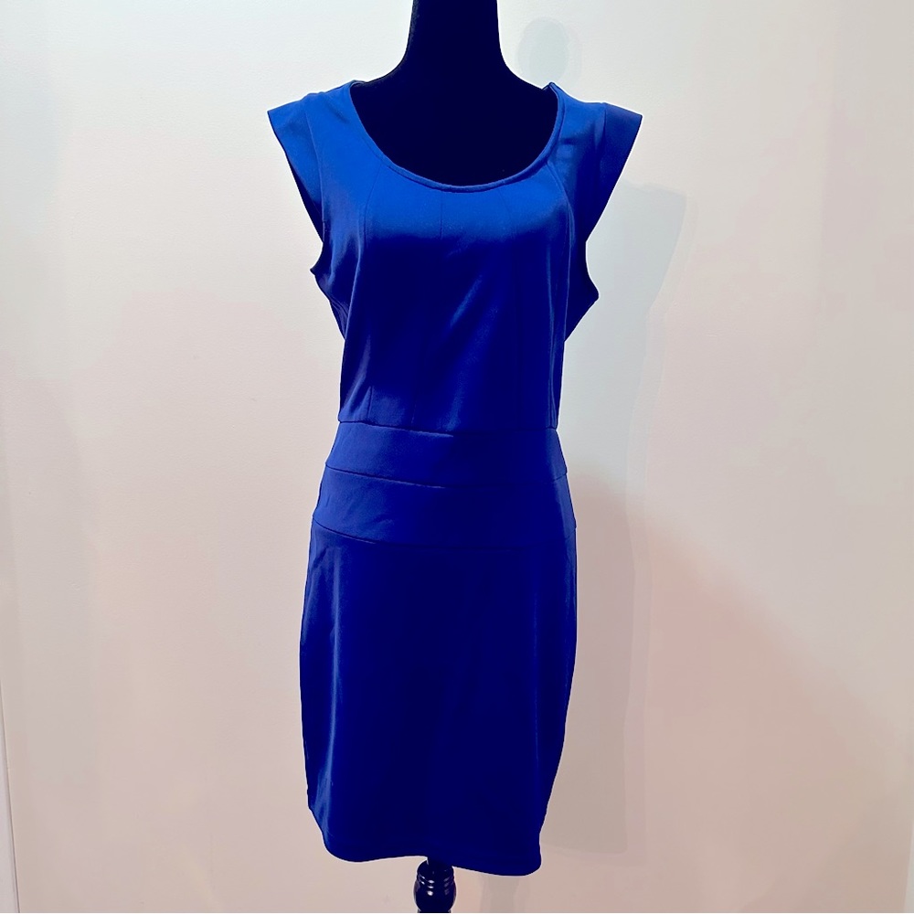 Women’s Guess Dress with Small Flutter Sleeves, size Large in Royal Blue